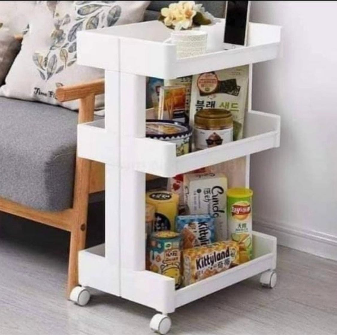 Three Layer Storage Cart, Rotating Wheels Kitchen Bathroom Organizer, Three Layer Trolley, Hairdressing Trolley Rack Mobile Shelf Three Layer Storage Cart, Rotating Wheels Kitchen Bathroom Organizer, Three Layer Trolley, Hairdressing Trolley Rack Mobile Shelf